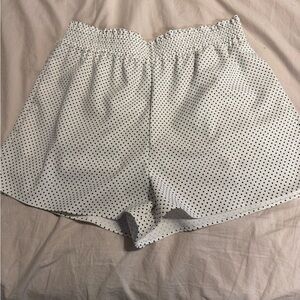 Alice + Olivia White Polka Dot High-Waist Shorts